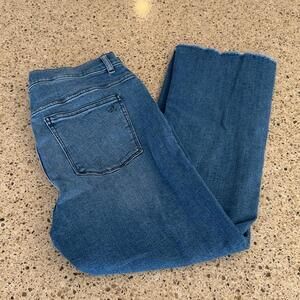 DL1961 Bridget Boot Jeans High Rise Instasculpt Crop Raw Hem Aged Mid Blue